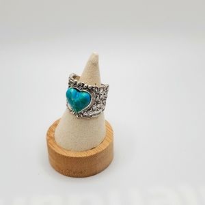 Silver turquoise heart ring